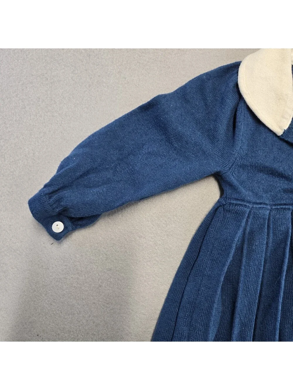 Cygnet Living Pleated Knit Dress Girls 12M Navy Cream Cotton Cashmere Blend NWOT